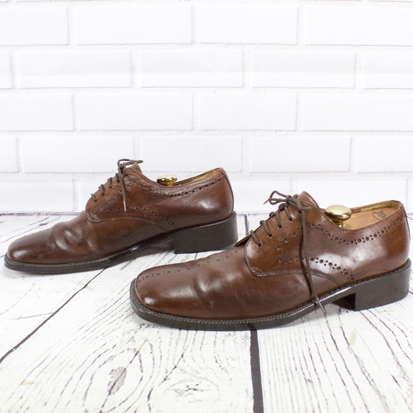 Marco Vicci Zues Brown Leather Dress Shoes Size 10 - Picture 3 of 8